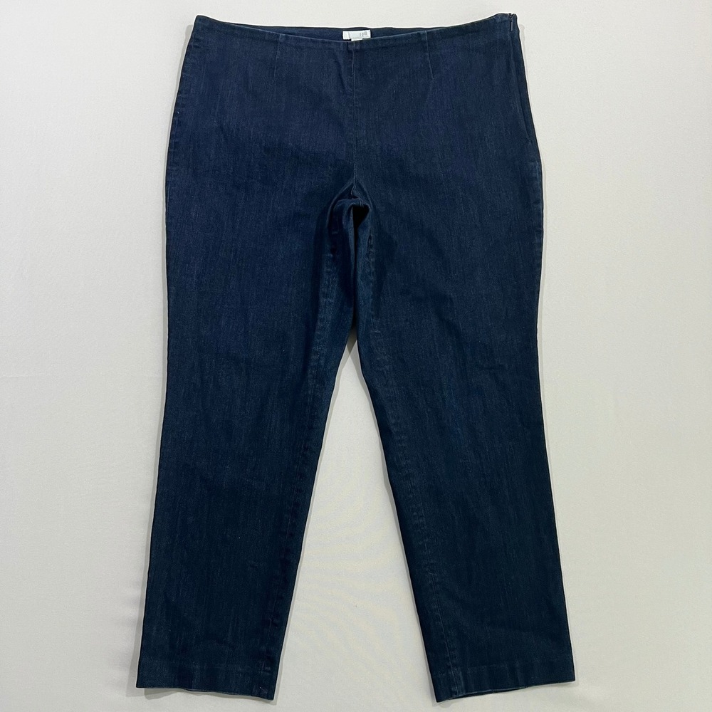 J Jill Womens 16 Side Zip Jeans Dark Wash Denim Slim Leg Crop Ankle Pants Missy